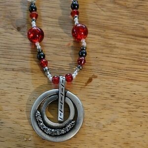Elegant Red and Silver Beaded Necklace